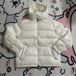 Moncler Logo White Hooded Down Jacket, Unisex.